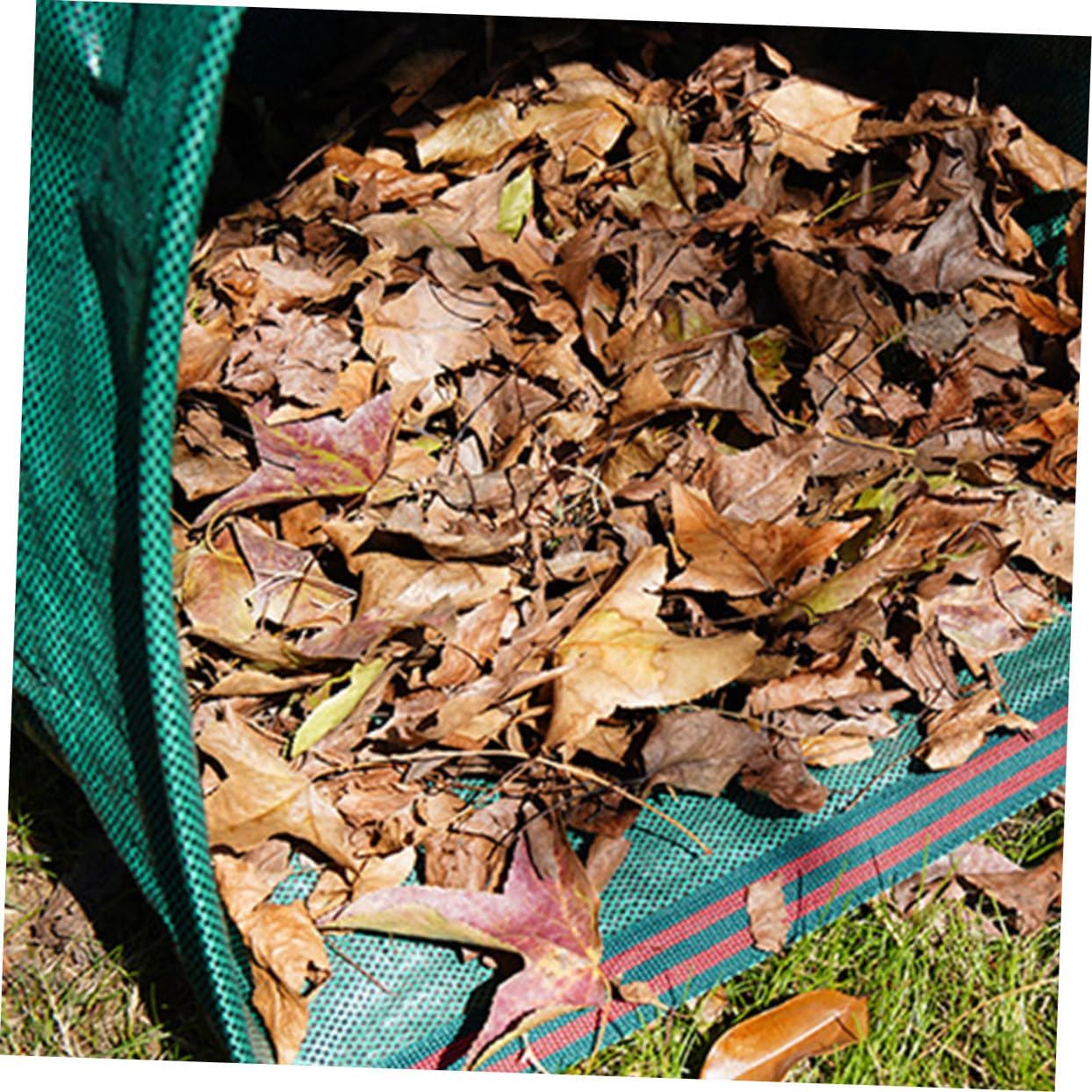 Large Capacity Semi-circular Garden Leaf Collection Bag with Woven Handles Portable Reusable Waste Container for Leaves and Weeds Collapsible Dustpan Design for Easy Outdoor