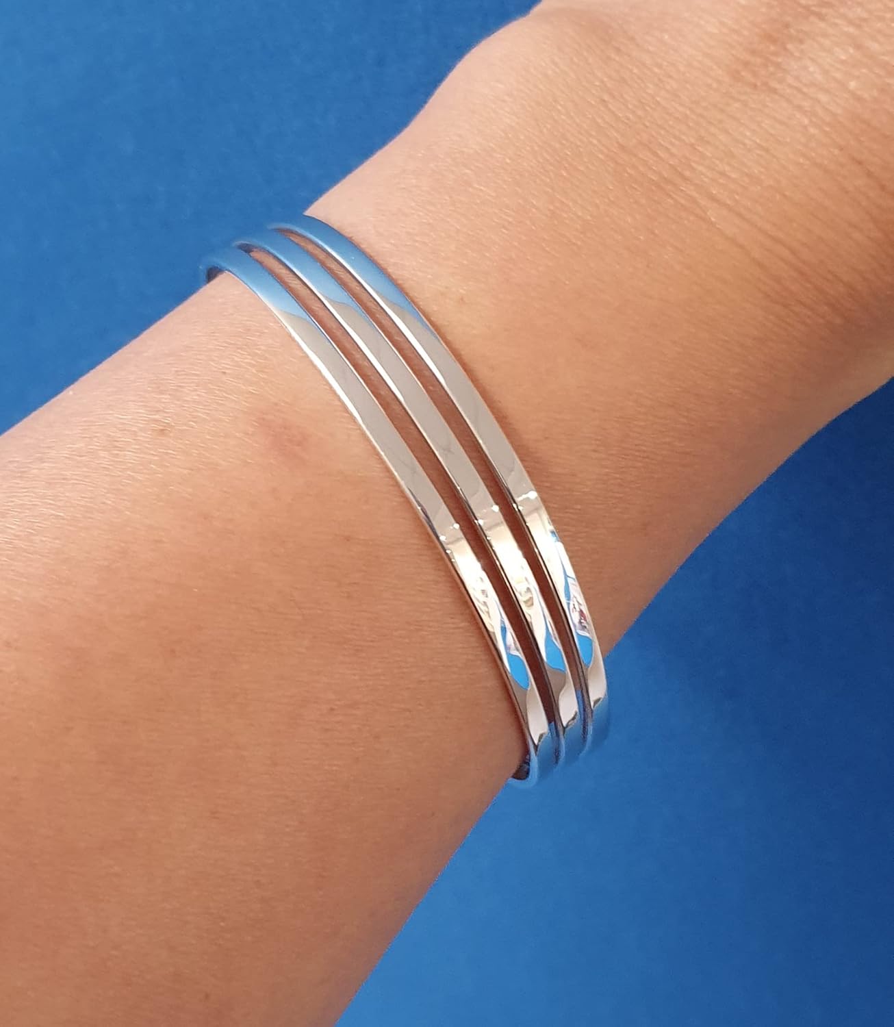 Womens Silver Bracelet | 925 Sterling Silver Plain Cuff Bangle Bracelet for Ladies - Jewelry Gift for Her