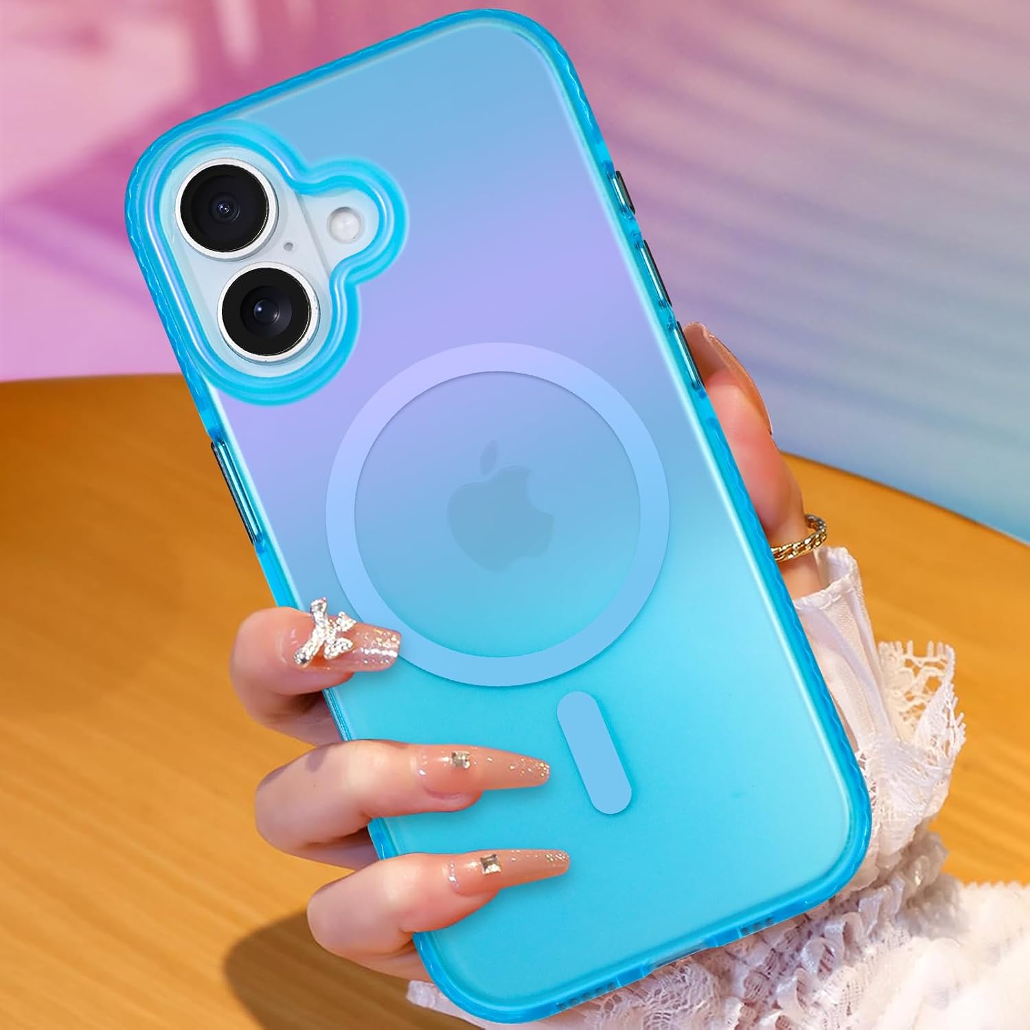 AIGOMARA Magnetic Case for iPhone 17 [Compatible with Magsafe] [Fluorescent Blue] Slim Shockproof Matte Back Protective Phone Cover for Women Girls 6.3 Inch