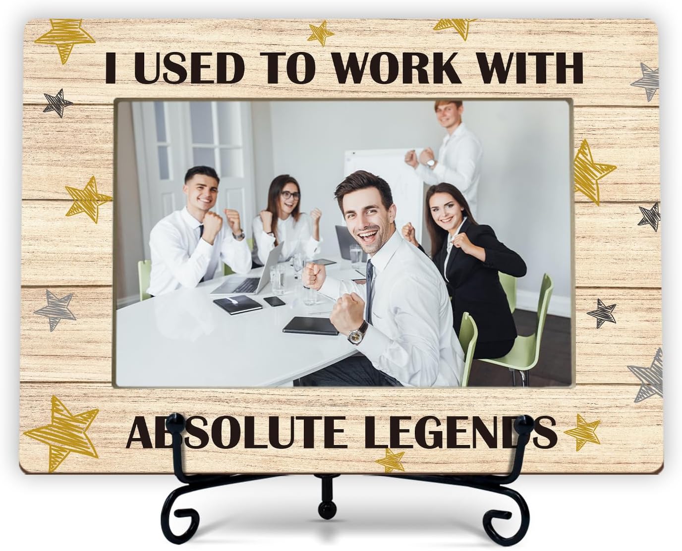 ISOVF Retirement Coworkers Picture Frame, I Used To Work With Absolute Legends Photo Frame With Iron Stand, Gifts for Boss,Wood 4x6 Office Desk Display -E05