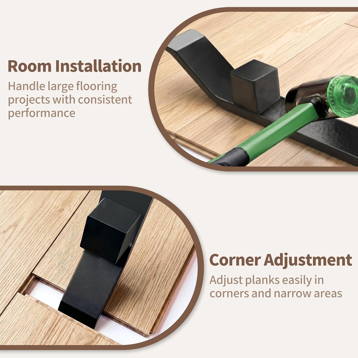 2 Pack 17" Floor Pull Bar and Pry Bar Set | Carbon Steel Flooring Tools with Hammering Block & Felt Backing for Laminate, Vinyl Plank, Engineered Wood & Floating Floors