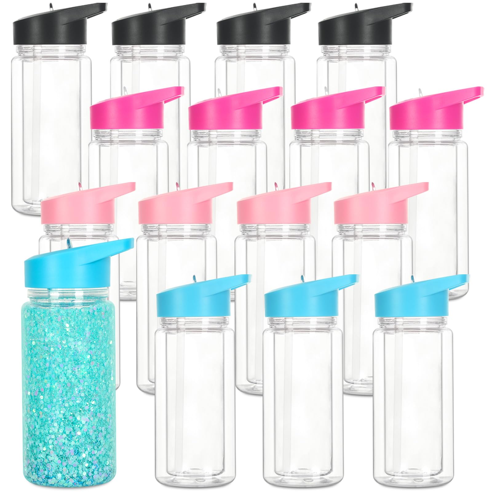 Confezione da 10 bicchieri in plastica da 295 ml, con foro e spina preforati, a prova di perdite, a doppia parete, con manico portatile, per regali fai da te glitterati