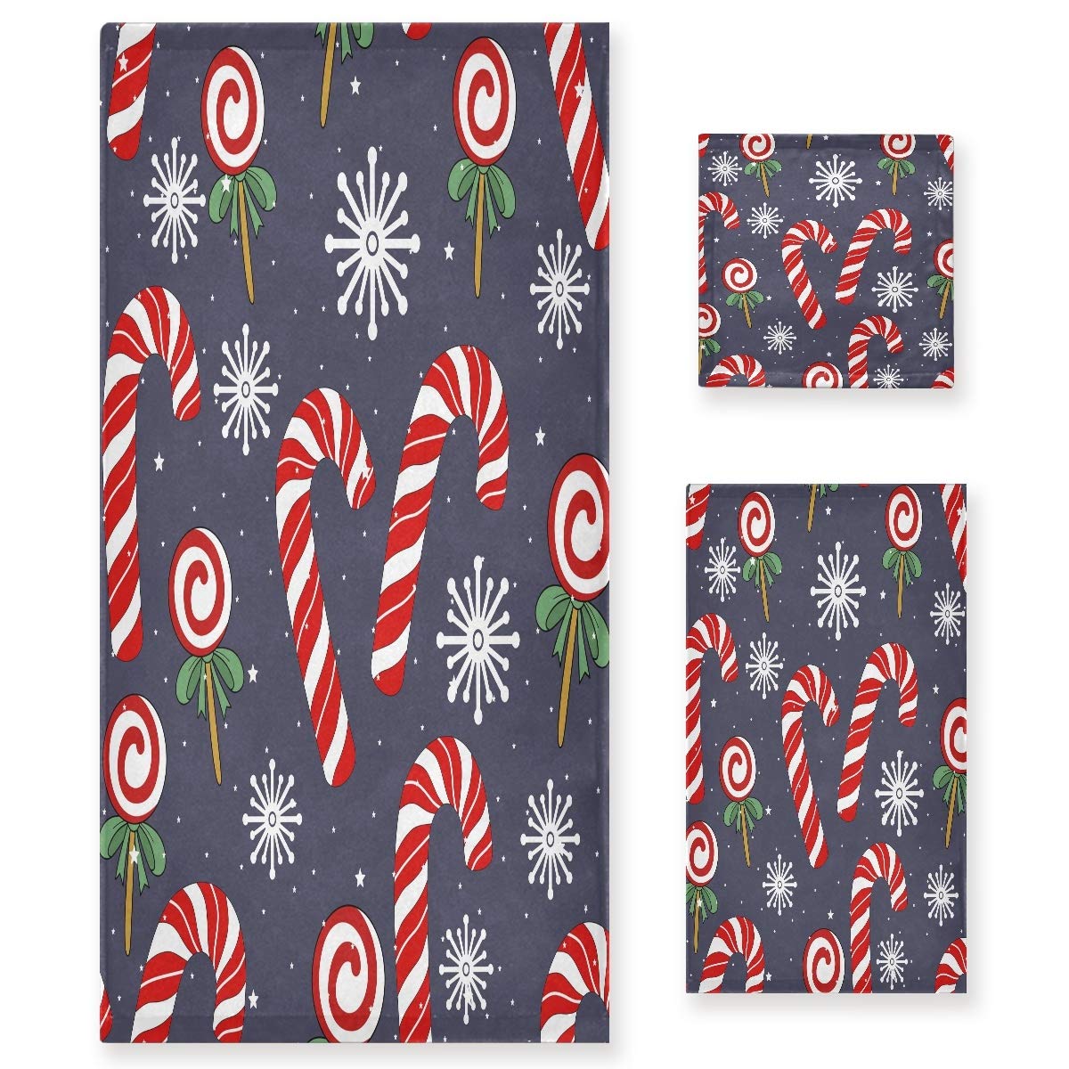 Babbo Natale Allegro Set di Asciugamani per Bagno (1 Asciugamano da Bagno,1 Asciugamano per Le Mani,1 Salvietta) Asciugamani Altamente Assorbenti Resistenti agli Odori per Ragazzi Ragazze