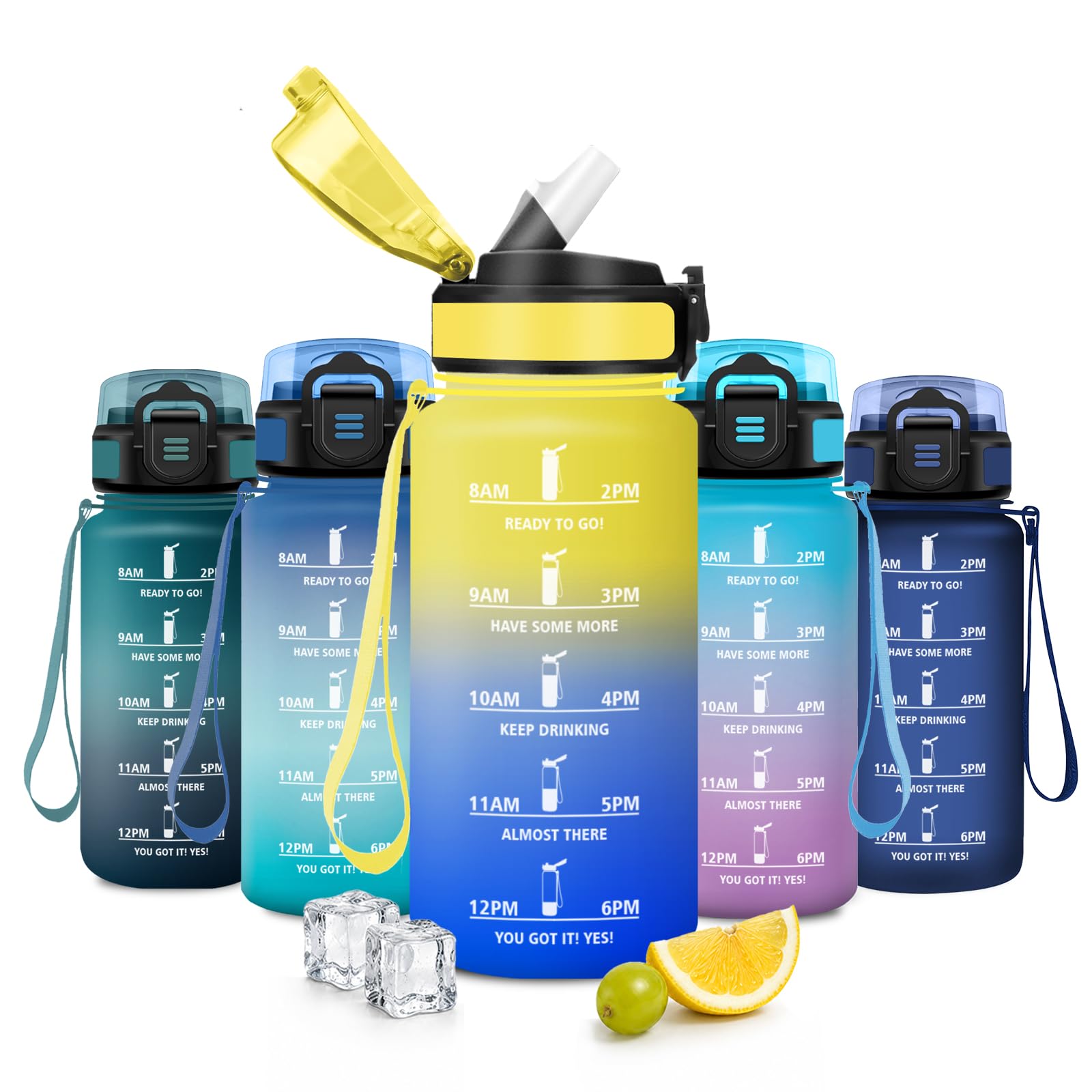 JAPORIA 500ml Water Bottles with Straw Motivational Water Bottle BPA Free Leak Proof Reusable for School, Office, Outdoor, Hiking