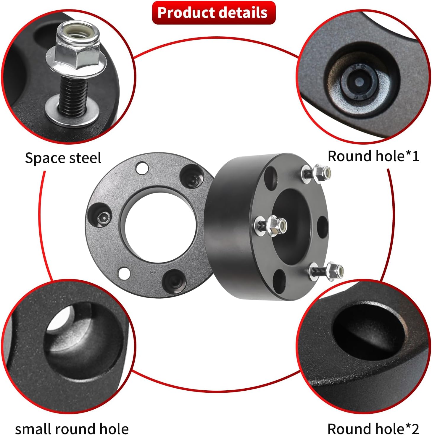 3.5" Front and 3" Rear Leveling Lift Kits for 2007-2024 Chevy Silverado 1500 GMC Sierra 1500, 3.5'' Front Strut Spacers and 3'' Rear Leveling kit, Black Suspension Lift Kits