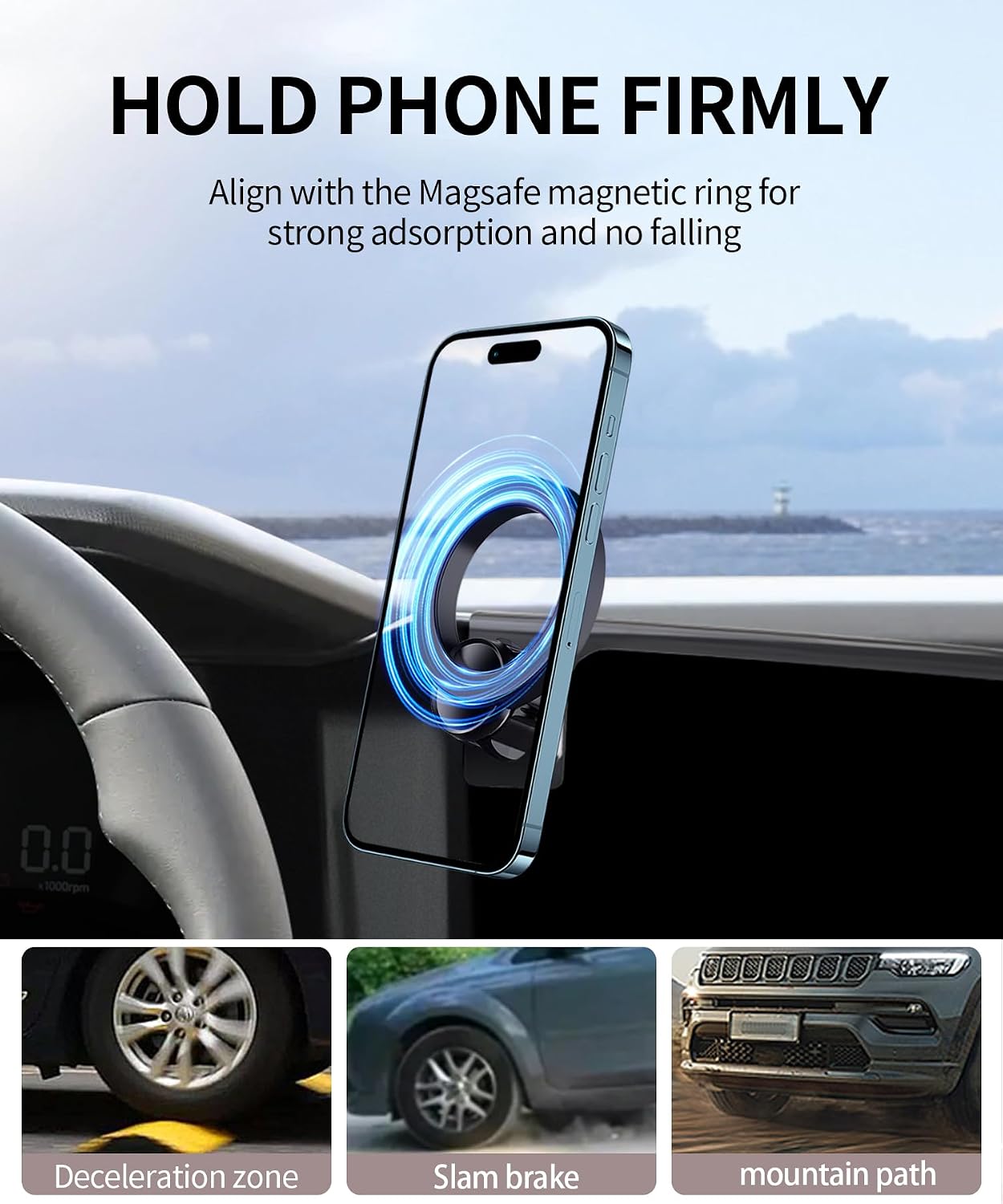 Car Phone Holder for 2021-2025 Hyundai Elantra Accessories 8/10.25-Inch Screen Fixed Clip, 360° Rotation Phone Mount Compatible with MagSafe, Cell Phone Holder Does Not Affect Air Vent