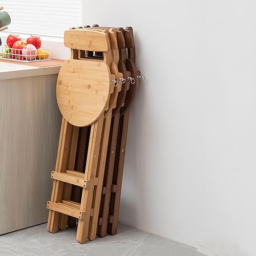 Miniatura 5 de Taburete de bar plegable de 27 pulgadas, taburete plegable para adultos, taburete de bambú portátil, altura de mostrador con respaldo, silla
