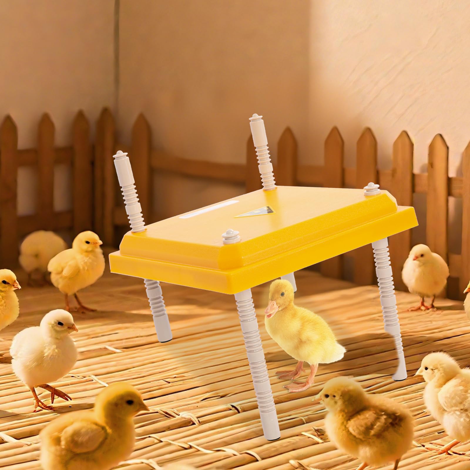 Plaque chauffante pour poussin réglable en hauteur - 25 x 25 cm - Chauffage de 15 W pour jusqu'à 15 poussins - Économe en énergie et sûr - Avec boîtier en ABS - Idéal pour l'élevage de volailles