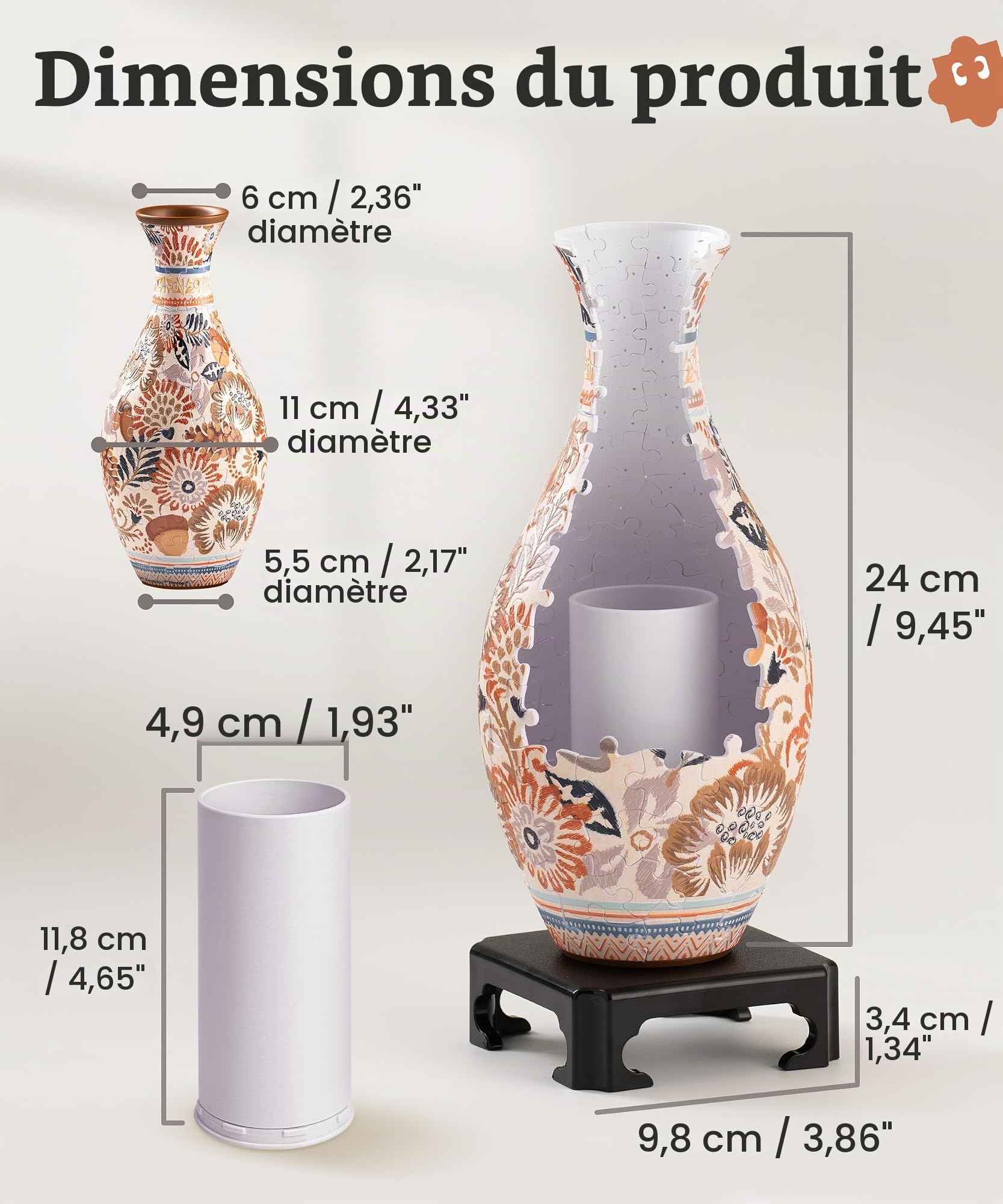 PieceRelax Puzzle 3D Vase en Fleurs - Spring Symphony [S1040], 160 pièces, Une idée de Cadeau Charmante pour Une décoration élégante