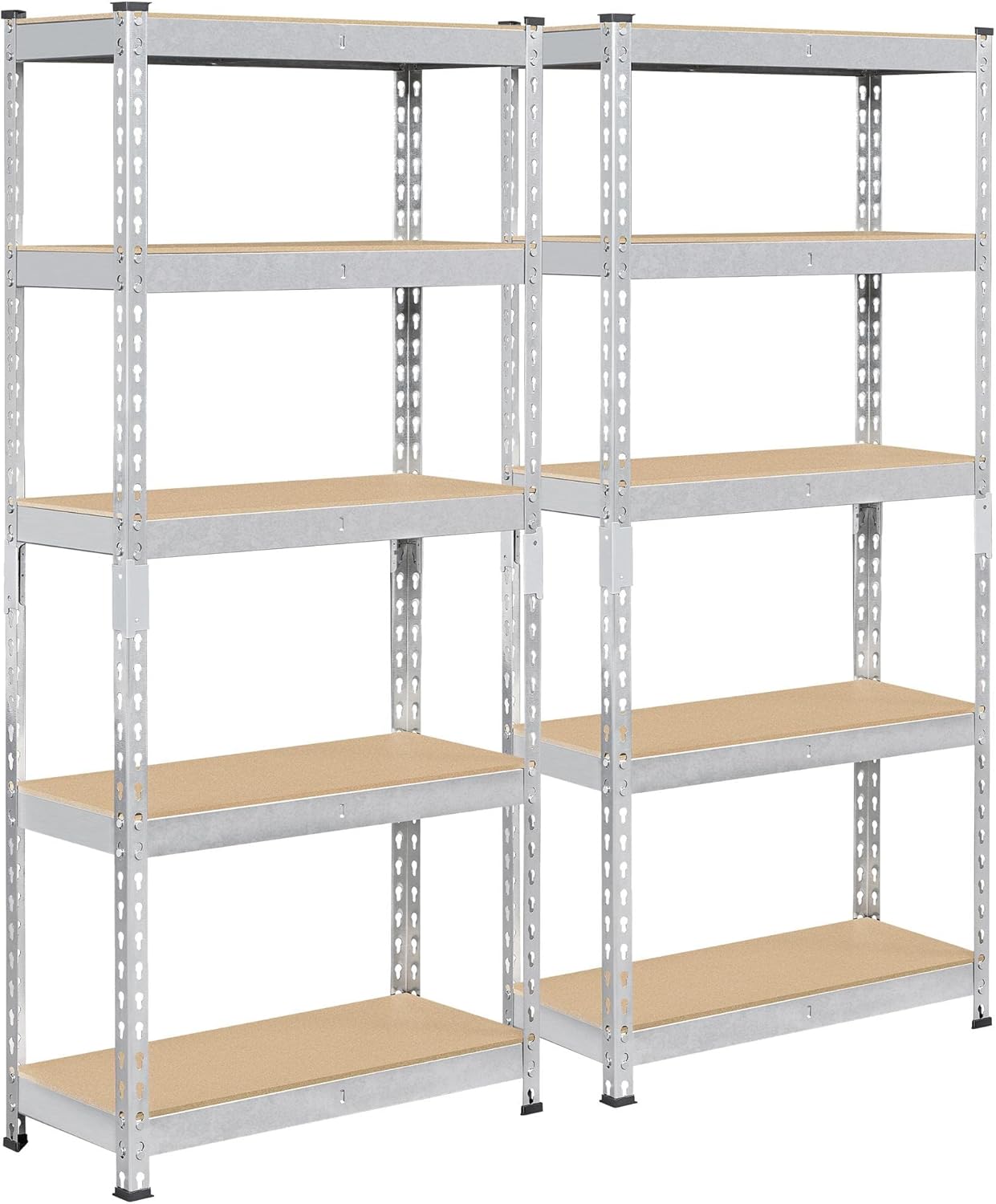 Topeakmart 2 PCS 5-Tier Utility Shelves, Metal Storage Shelves Garage Shelving Unit Adjustable Garage Storage Shelves Storage Racks Heavy Duty Shed Shelving- Silver, 27.5 x 12 x 60 Inch