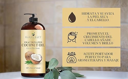 Miniatura 6 de Handcraft Blends Aceite de coco fraccionado – 16 onzas líquidas – 100% puro y natural – Aceite portador de alta calidad para piel, cabello y cuerpo