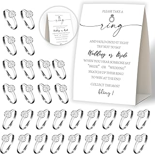 Put a Ring On It,Don't Say Bride or Wedding Game,Bridal Shower Games 50 Guests,Minimalist Bridal Shower Game,Engagement Party,Bachelorette Decorations for Party,Bridal Shower Favors-L6