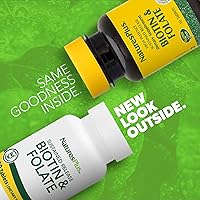 Vista 2 de NaturesPlus Biotina y ácido fólico (Folato) - 30 tabletas de liberación sostenida - Complejo de vitamina B para energía, belleza, metabolismo