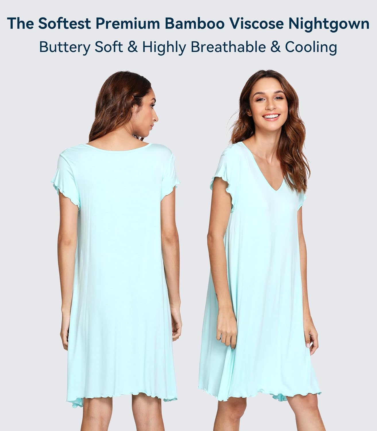 WiWi Womens Viscose from Bamboo Super Soft Nightgowns Short Sleeve Sleep Night Shirt Cooling Ladies Plus Size Sleepwear S-4X - Image 3