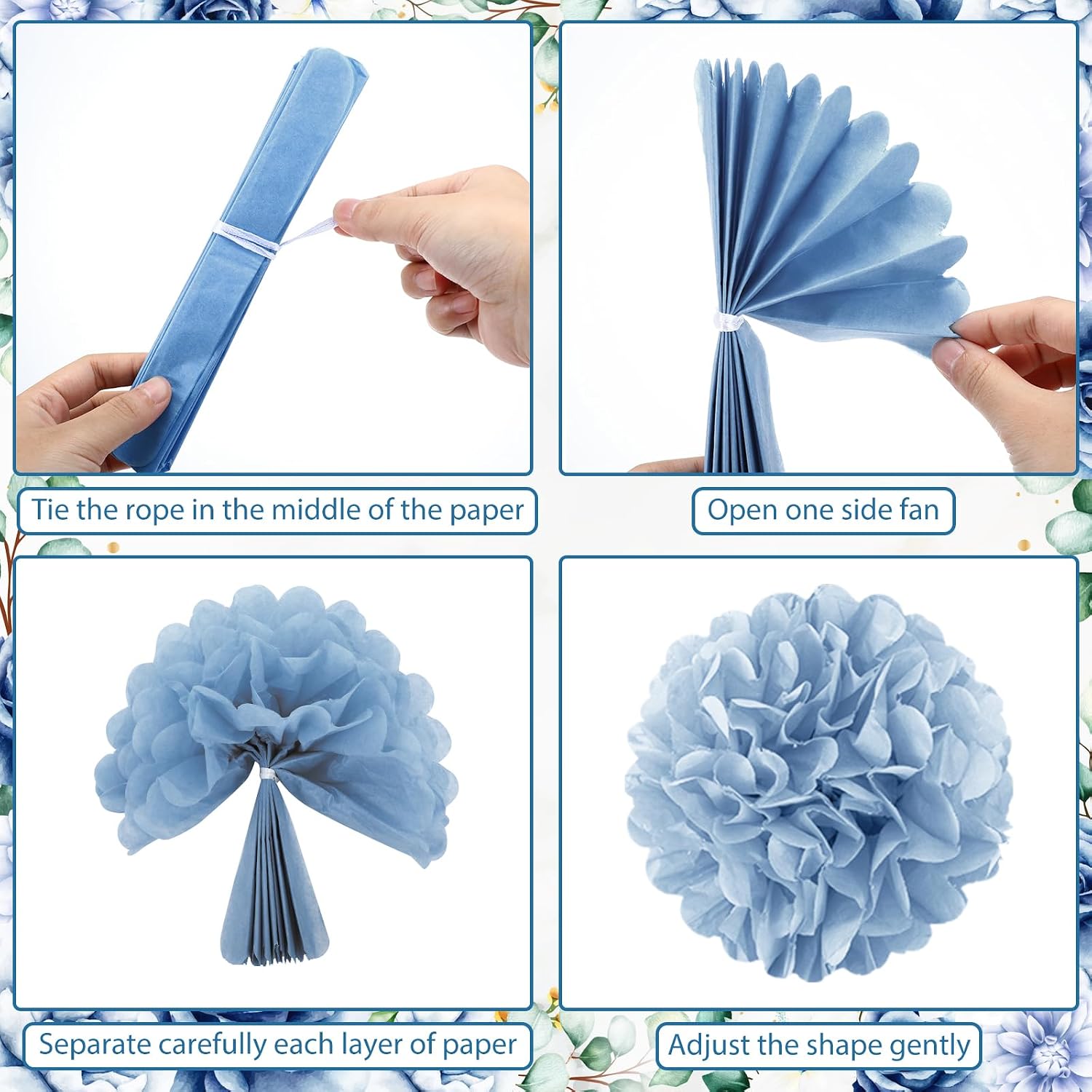 23pcs Blue Bridal Shower Decorations Something Blue Before I Do Banner Balloons Flower Banner Pompoms Bachelorette Party Wedding Decorations Floral Bridal Shower Supplies image 5