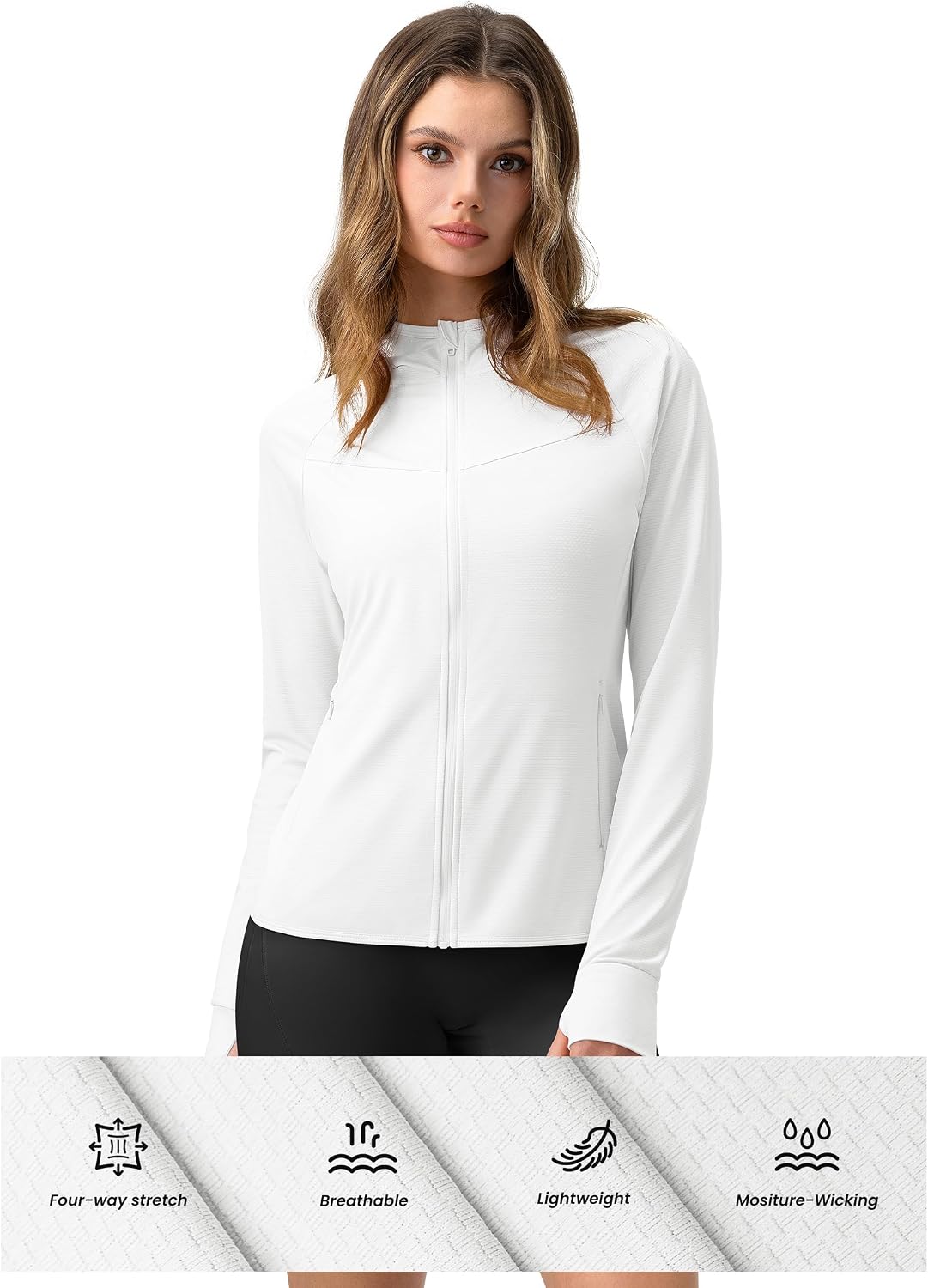 AVGO Women's UPF 50+ Sun Protection Zip Up Hoodie Workout Jacket Lightweight Outdoor Long Sleeve SPF Shirt with Pocket