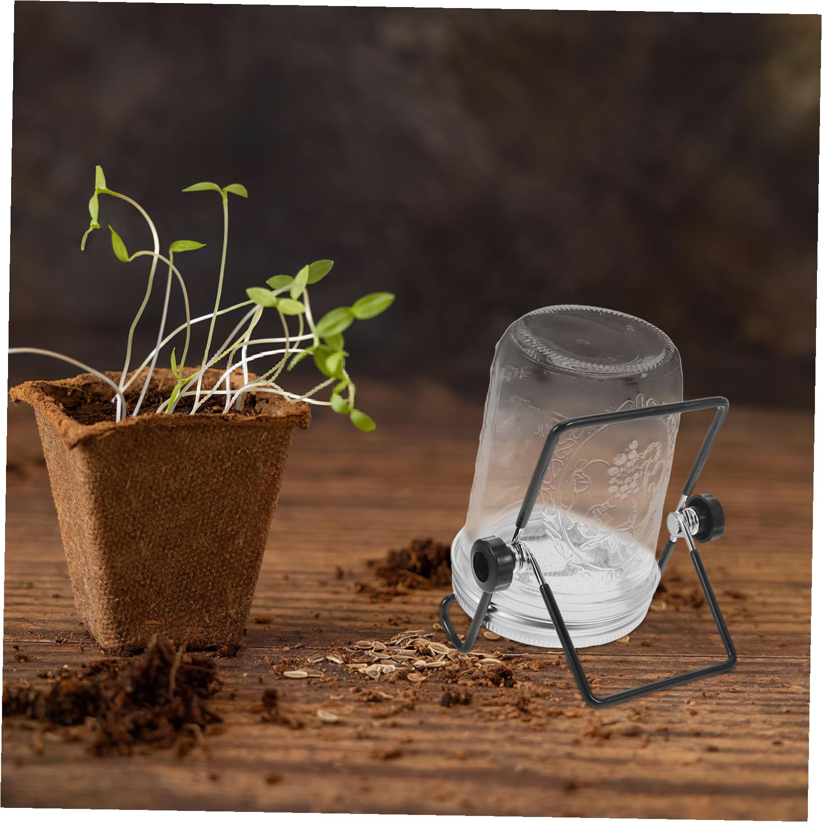 GALPADA 2 Juegos Kit de Tarros Germinadores con Tapas de Malla de Acero Inoxidable Colador y Soporte para Brotes Microvegetales y Almacenamiento para Cultivo Casero y Fiestas
