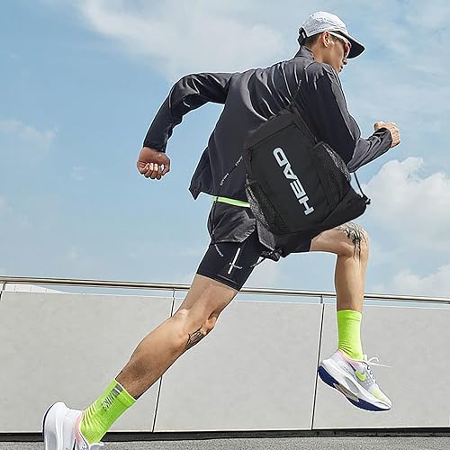 Miniatura 3 de HEAD Mochila de gimnasio impermeable para deporte con 2 bolsillos con cremallera, mochilas grandes con cordón para hombres con bolsillos laterales