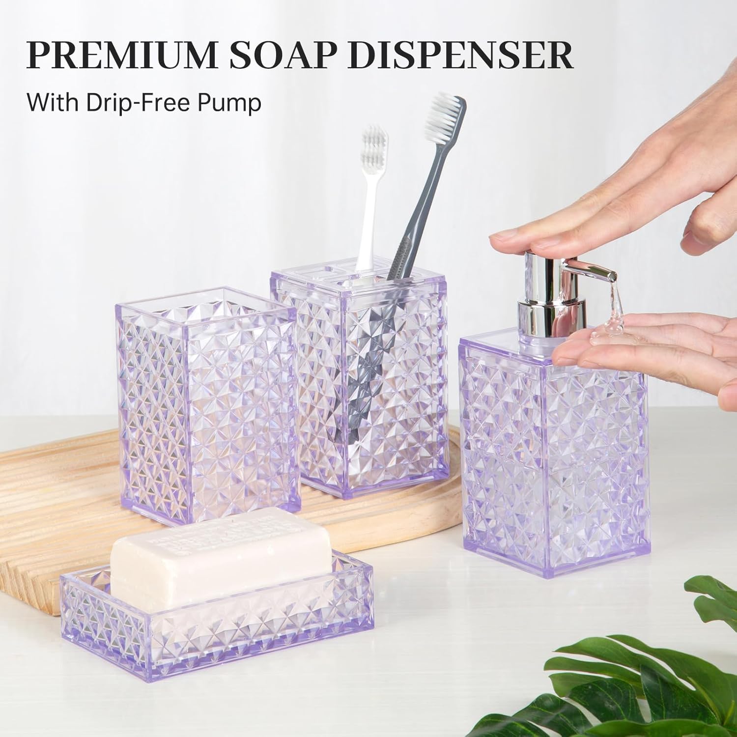 Bathroom Accory Set, Plastic Bathroom Set Include Soap Dispenser, Soap