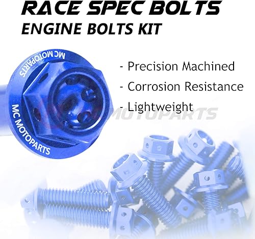 Miniatura 3 de MC Motoparts Race Spec Kit de pernos de motor cabeza HEX M6 compatible con XJ6 DiversionF 2009-2016 13 14 15 16 (azul)