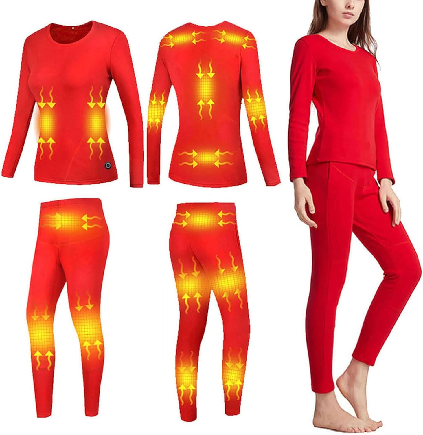 Women Electric Heated Thermal Underwear Set with 16 Heating Zones 3 Level Temperature Winter Cold Weather Hunting Gear