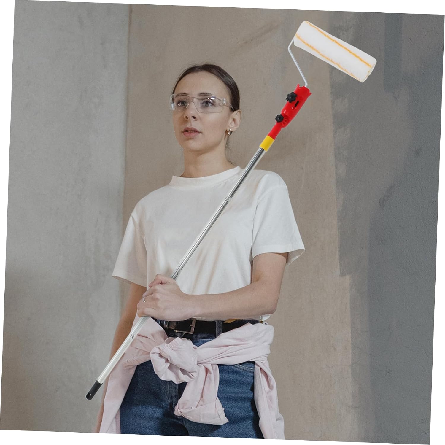 Gadpiparty Paint Roller Extension Pole Universal Clamp 360° Telescopic Rod Marking Wand for High Ceilings