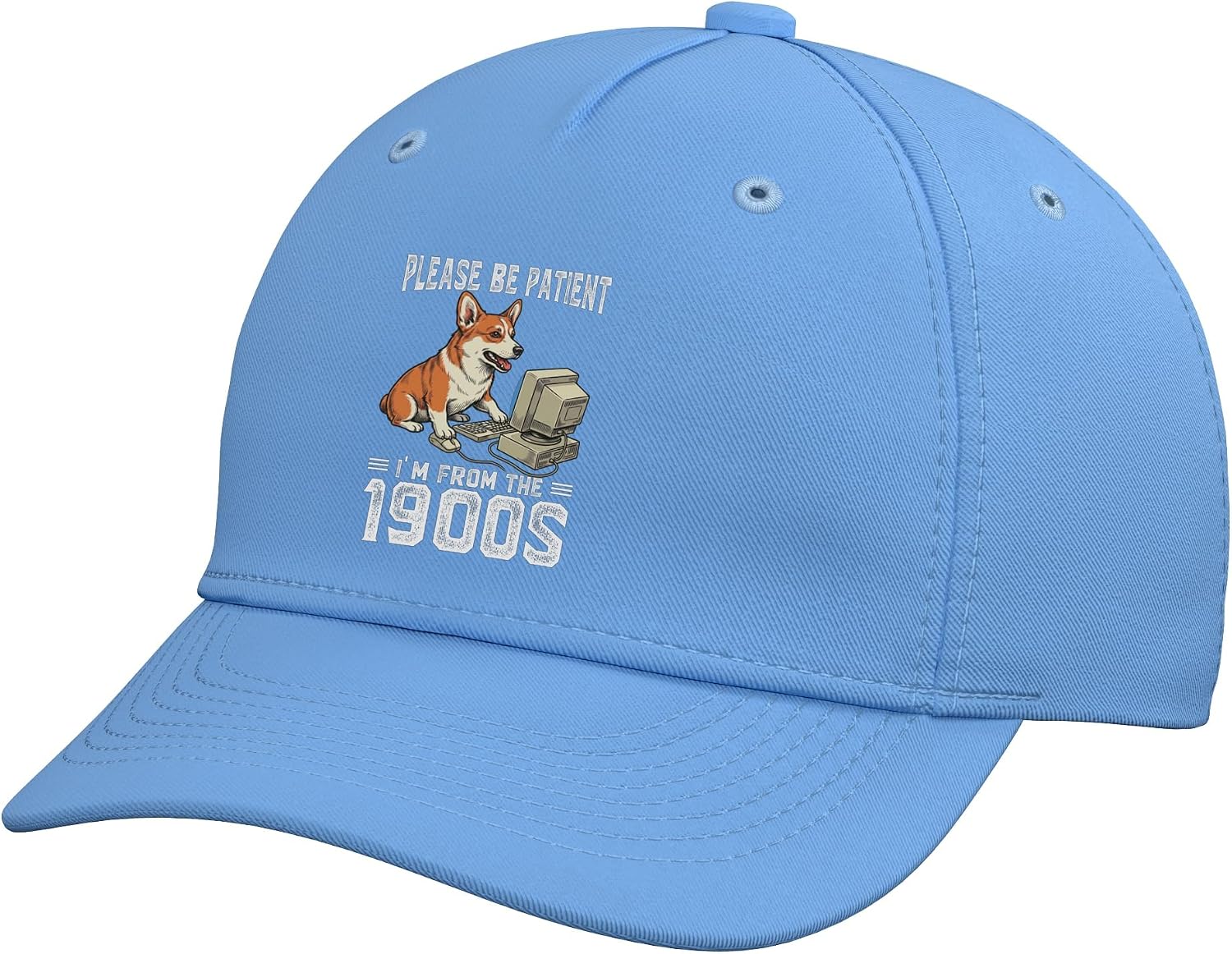 Be Patient I'm from The 1900s Funny Corgi Computer Noob Adjustable Baseball Hat