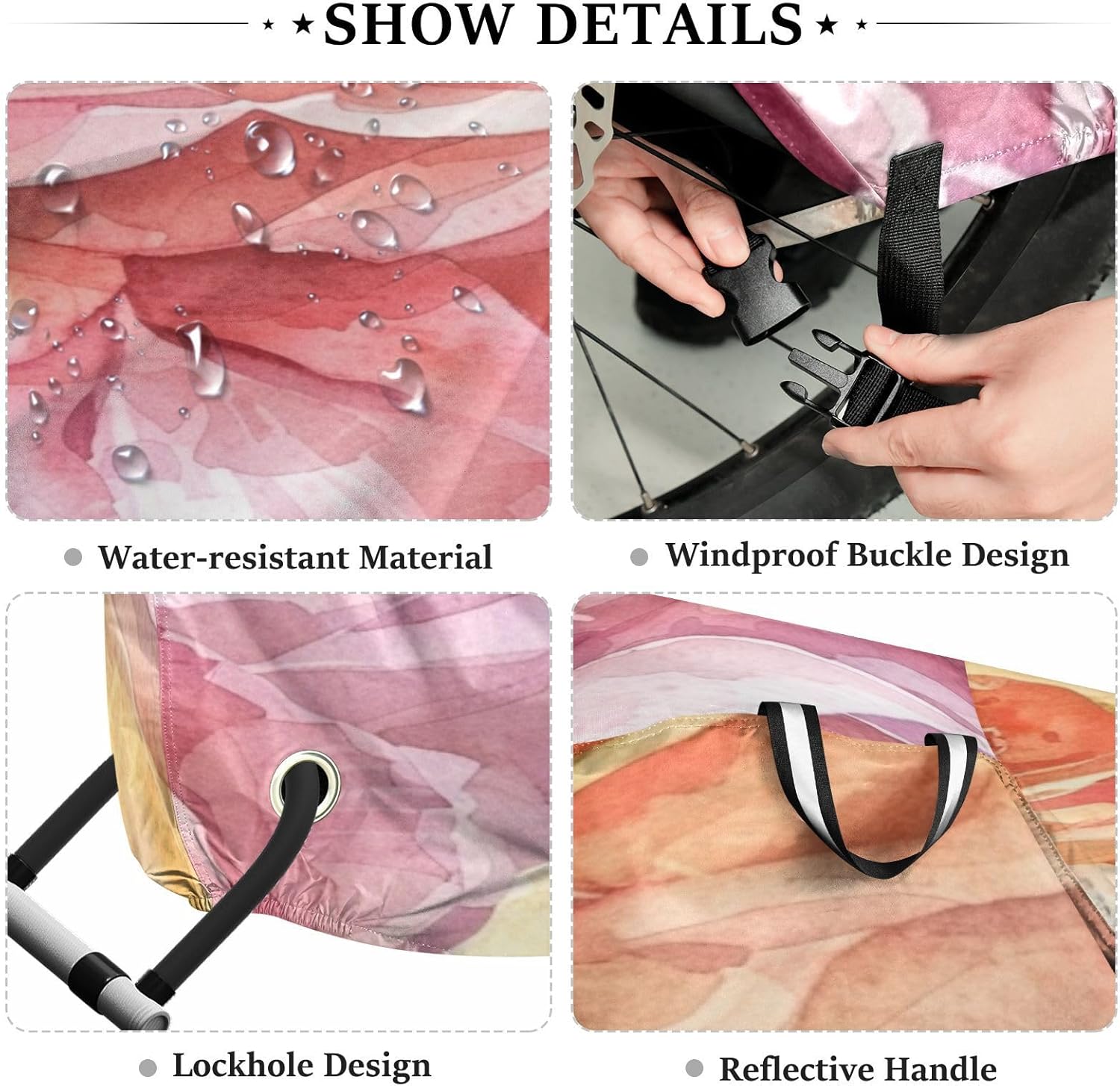 ALAZA Rose Flower Watercolor Bike Cover Waterproof Outdoor Ebike Bicycle Covers Tarp Protection for 1/2 Bikes, Sun UV Dust Wind Proof