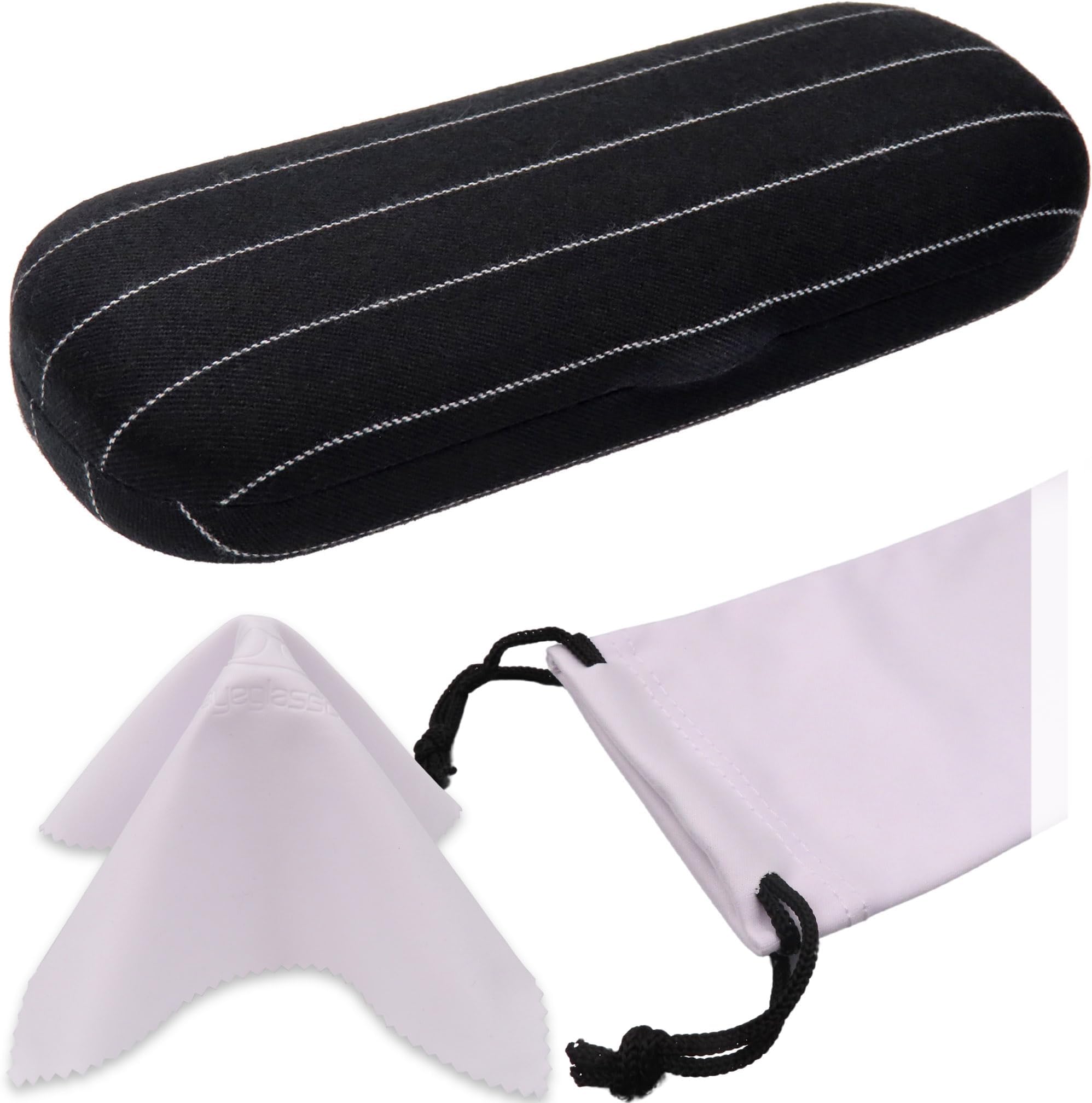 MyEyeglassCase Men Small Glasses case - Eyeglasses Hard Shell Holder Pouch & Cloth-Reading Slim & Narrow Case Heavy Duty