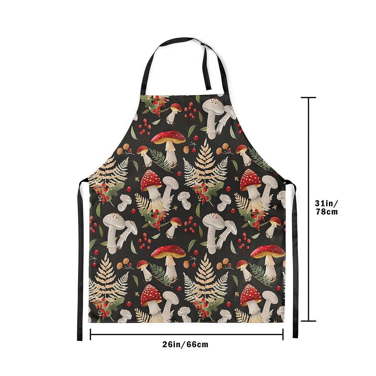 Loussiesd Cute Mushroom Apron for Women Men 78x66cm Cartoon Mushrooms Waterproof Apron Kawaii Fungus Bib Apron Adjustable Wild Mushroom Cooking Kitchen Chef Apron - Image 3
