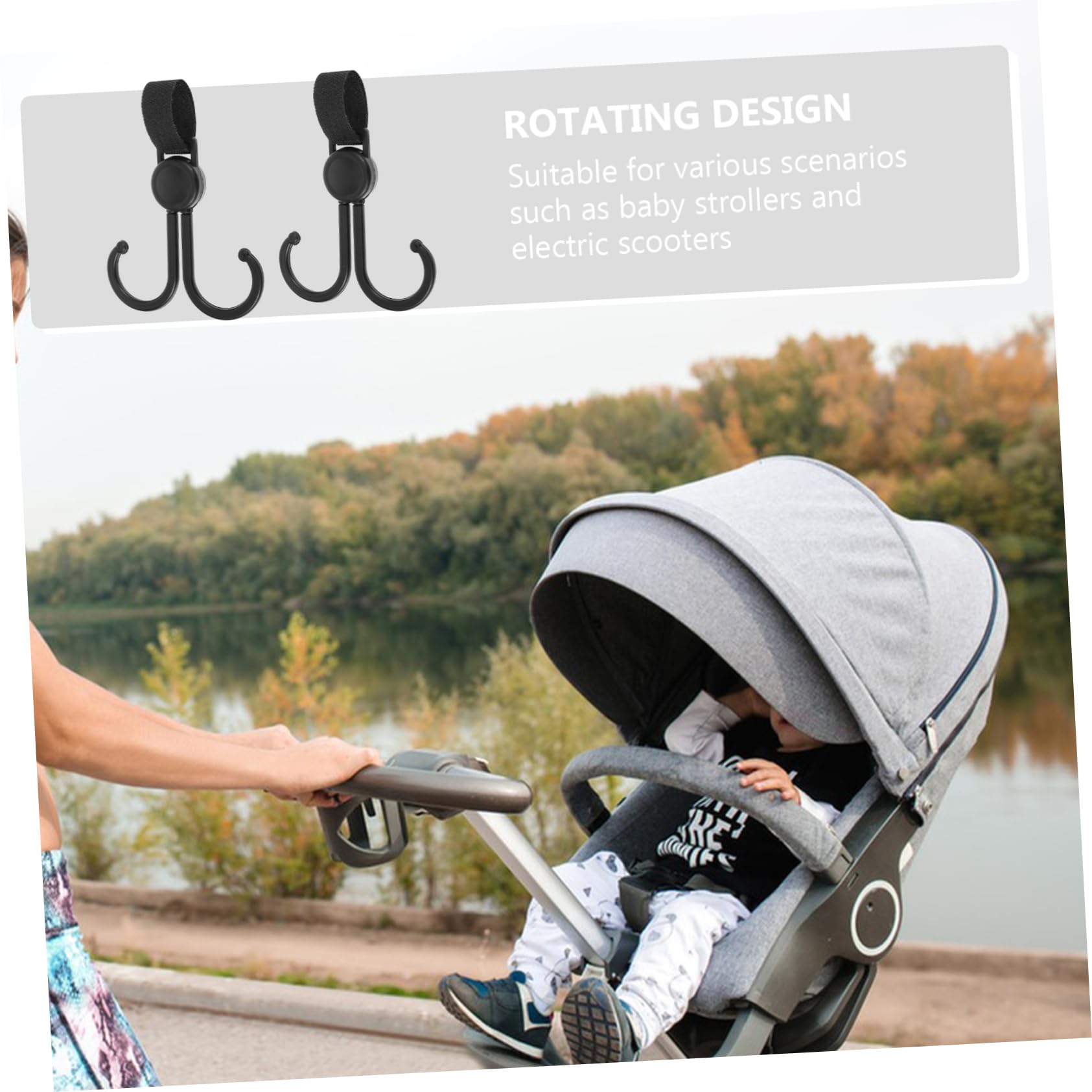 DOITOOL Stroller Hangers 5pcs Portable Swivel Hooks Shopping Cart Hanging Hook Home Hook Organizer Car Seat Accessory