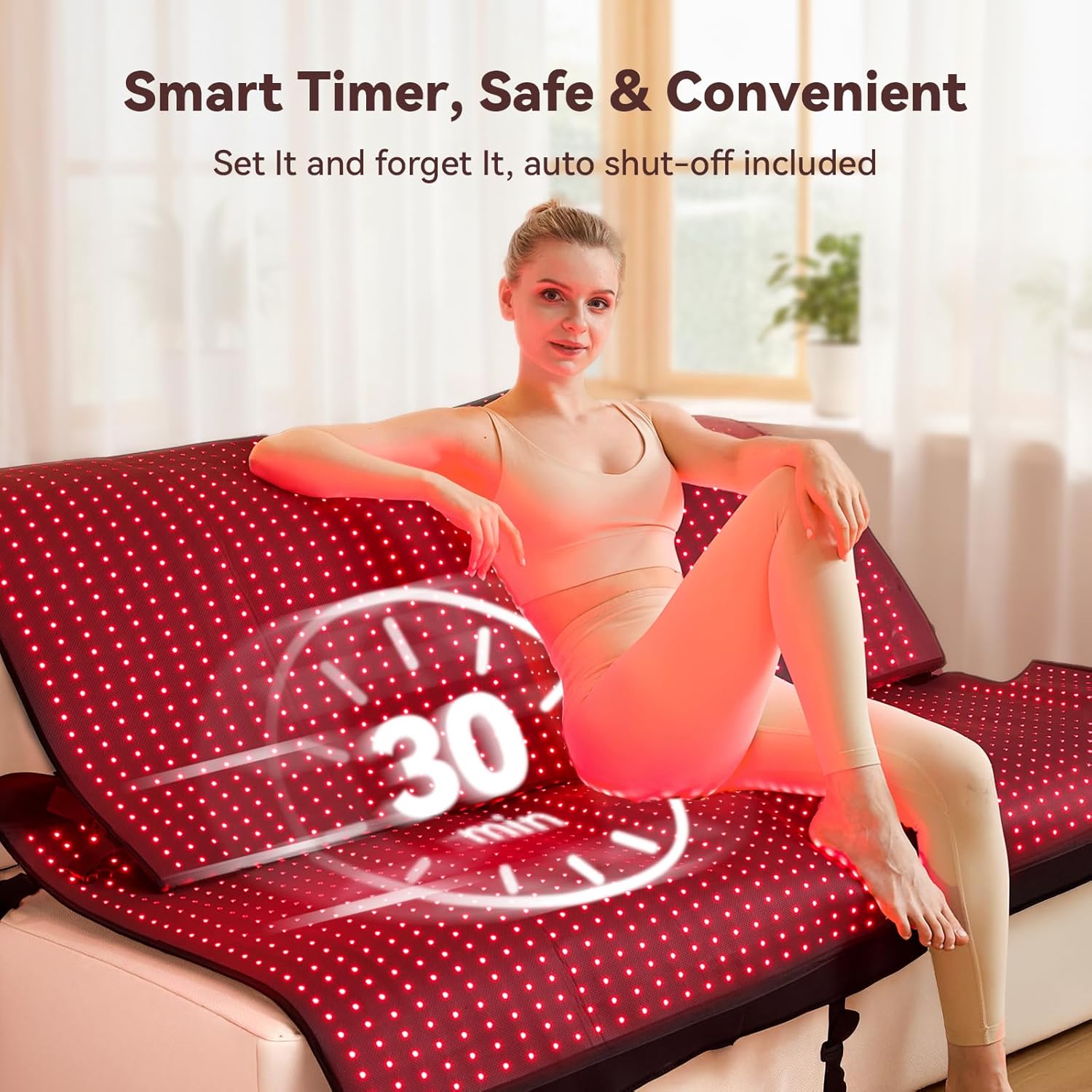 Extra Large Red Light Therapy Mat, High-Density LEDs Full Body Red Light Therapy, 660nm & 850nm Dual Wavelengths, Foldable with Timer, 74.6" x 33.3" - Image 6