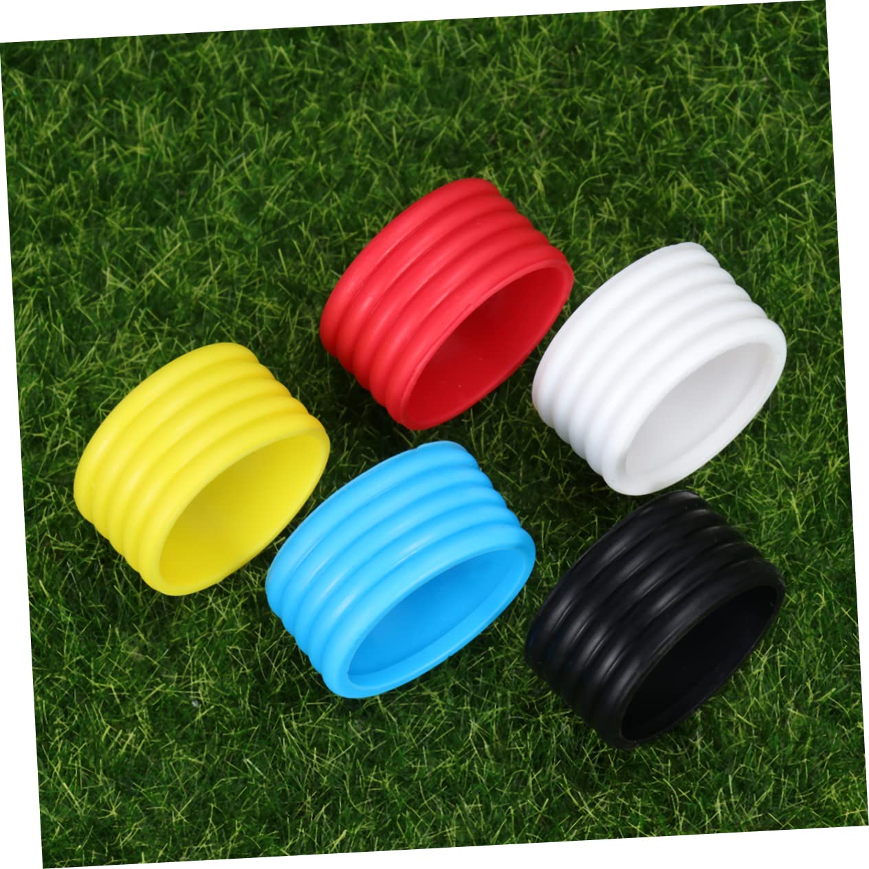 balacoo 5Pcs Tennis Racket Grip Bands Super Absorbent Overgrips for Squash Moisture Wicking Rings in Yellow Red Blue for Firm Hold