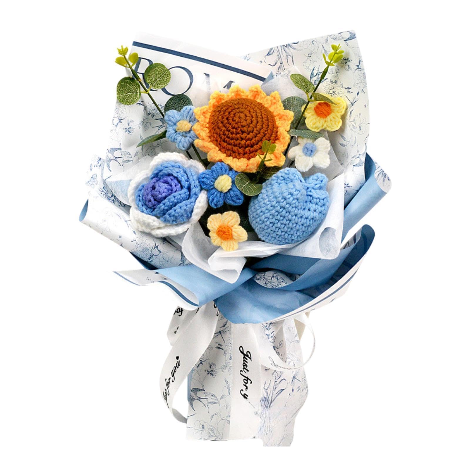 Arrangement floral en crochet bleu Homyl, le cadeau d'anniversaire idéal et durable