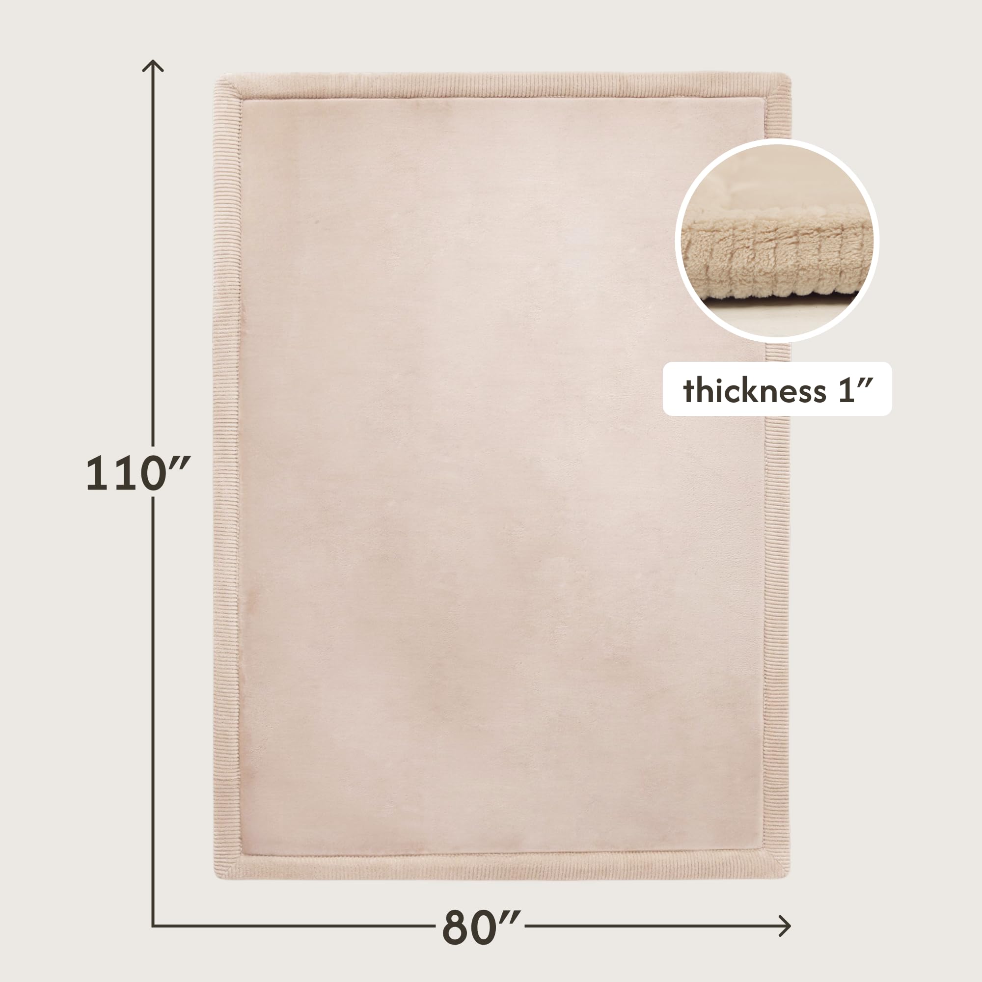 Colchoneta Manta Juegos Bebe 280x200x2,5cm, Beige – Tapete Infantil con Memory Foam Manta de Juegos Bebe Antideslizante, Tatami Bebe, Suelos Infantiles - 2