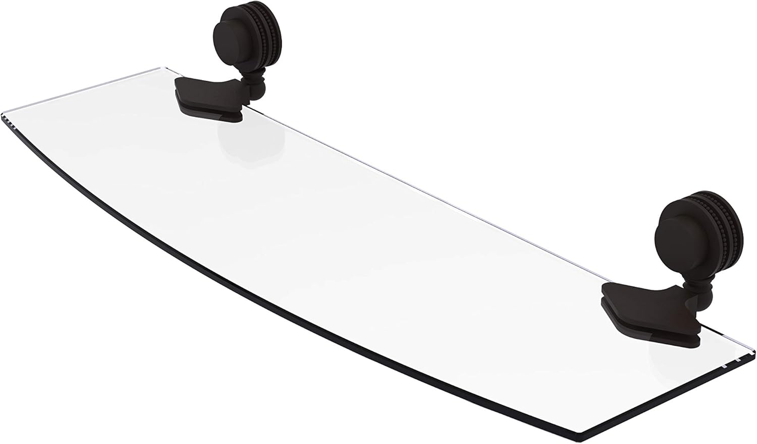 Allied Brass 433D/24-SCH 433 D Venus Collection Inch Dotted Accents Glass Shelf, 24-Inch by 5-Inch, Satin Chrome