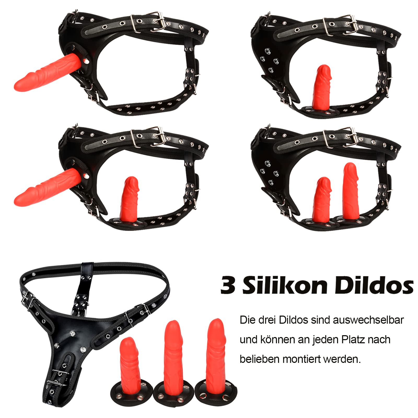 Umschnalldildo mit Austauschbar und Realistischer 3 Silikon Dildos, Dildos  flexibel und demontiert,Sexspielzeugset Strap on Dildo fr Frauen, Mnner &  Paare,Masturbator vor allem Lesben (ROT) : Amazon.de: Drogerie &  Krperpflege
