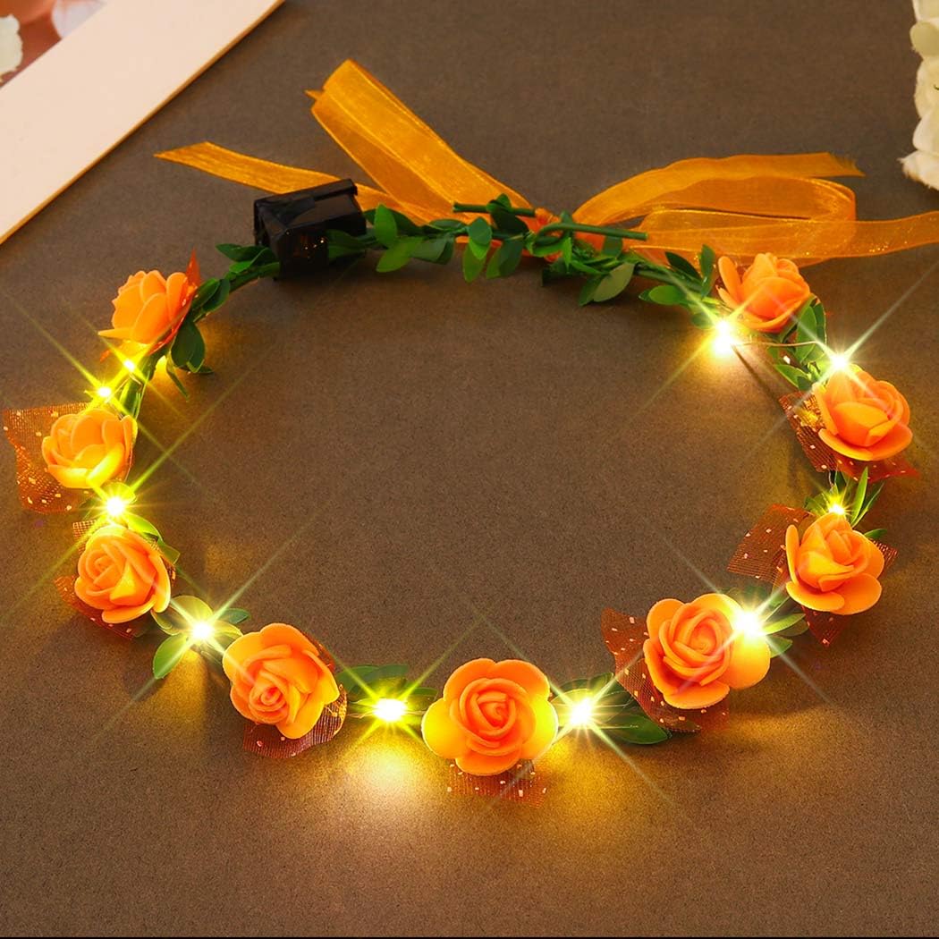 Jovono Leuchtendes Blattkrone-Stirnband – Grüne LED, Für Hochzeit, Festival & Party