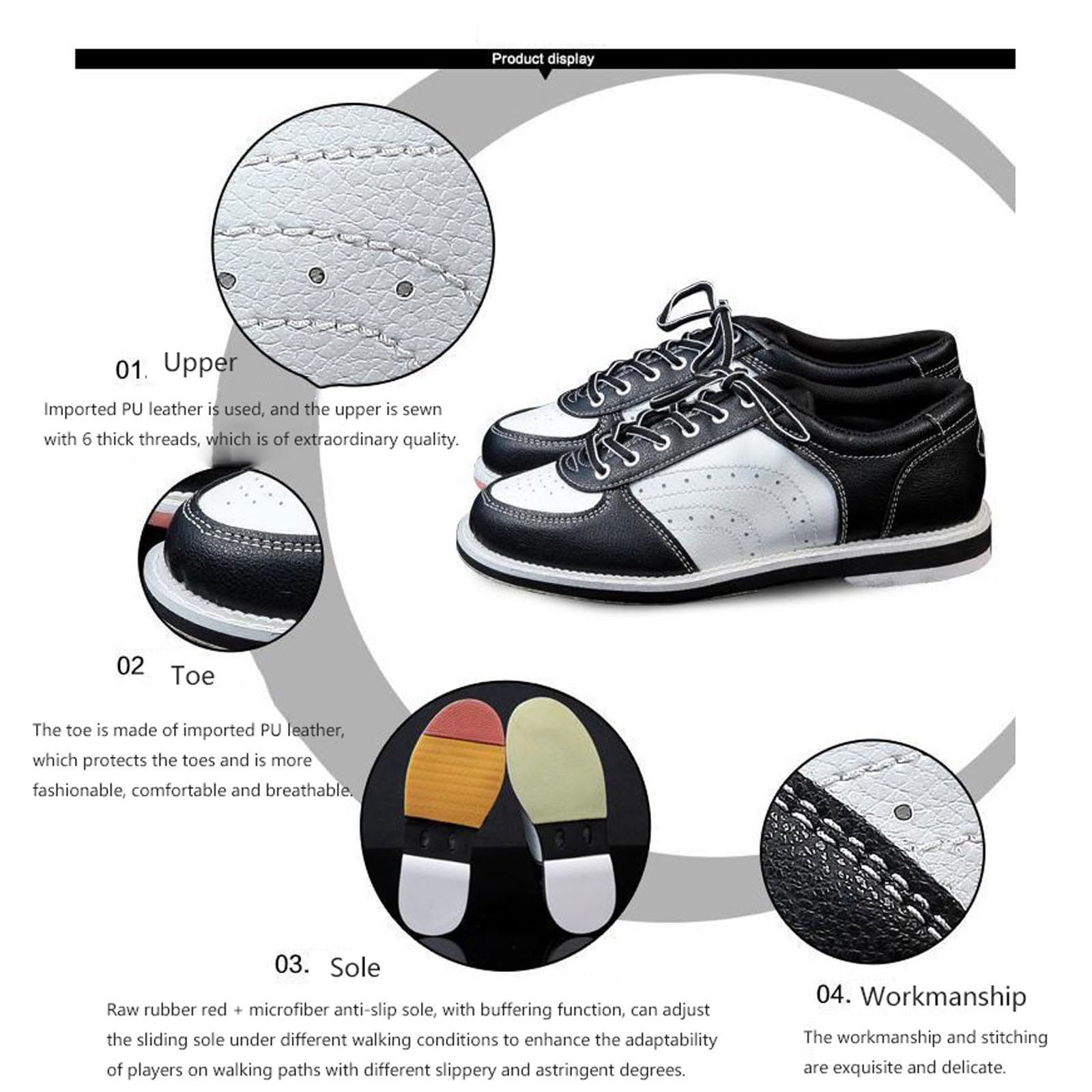 Herren-professionelle Bowlingschuhe,Bowling-Schuhe Männer,Anti-Rutsch Leder Bowlingschuhe,Leicht Atmungsaktiv Sneakers,Freizeit-Bowling-Trainingsschuhe,für Amateure und Gelegenheitsbegeisterte