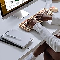 Vista 7 de MOFII Combo de teclado y mouse inalámbricos, teclado retro de tamaño completo de 2.4 GHz con teclado numérico y mouse inalámbrico bonito