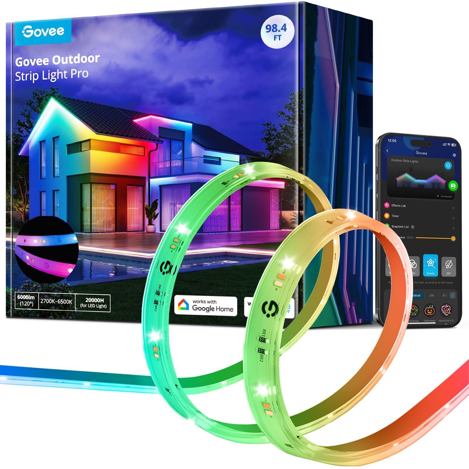 Govee Outdoor LED Strip Lights RGBICWW