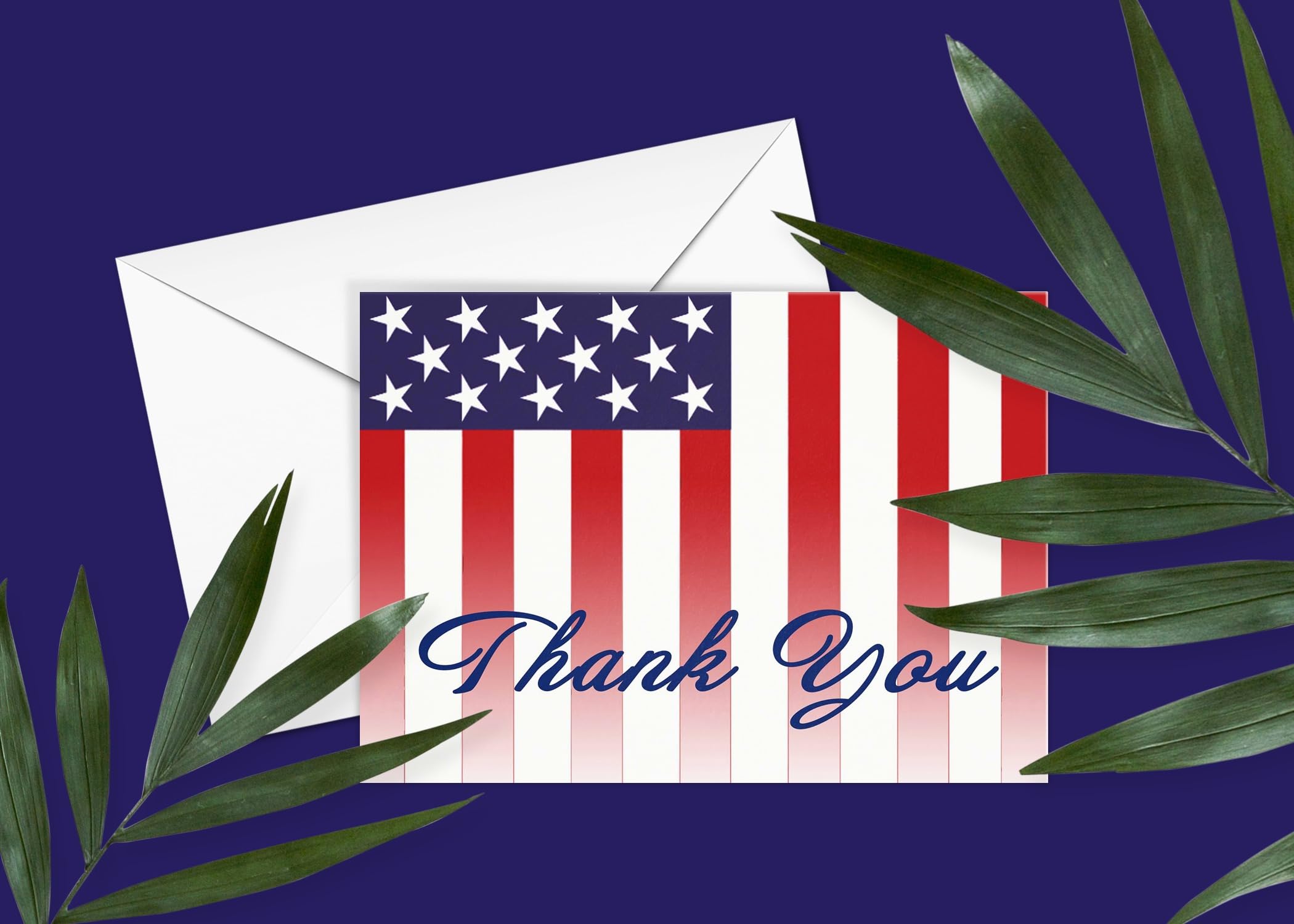 Patriotic Note Cards Assorted - 12 USA Flag Thank You Cards With Envelopes, American Theme