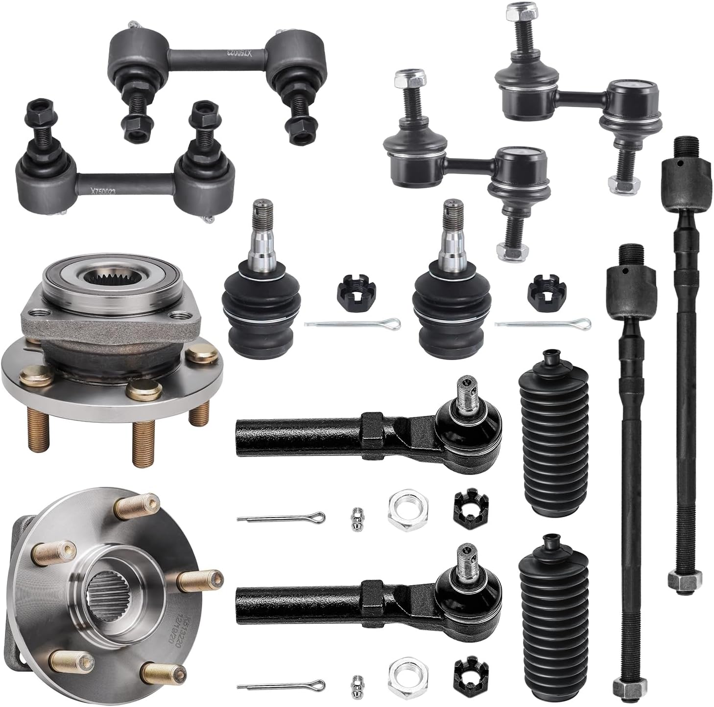 Detroit Axle - 14pc Wheel Bearing Hubs Kit for 2005-2009 Subaru Outback Legacy, 2 Front Wheel Bearing Hubs 2 Lower Ball Joints 4 Tie Rods 2 Boots 4 Front Rear Sway Bars 2006 2007 2008 Replacement