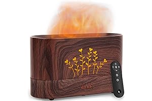 Aroma Diffuser with Flickering Flame, 300ml Humidifier with Timer and Adjustable Brightness...