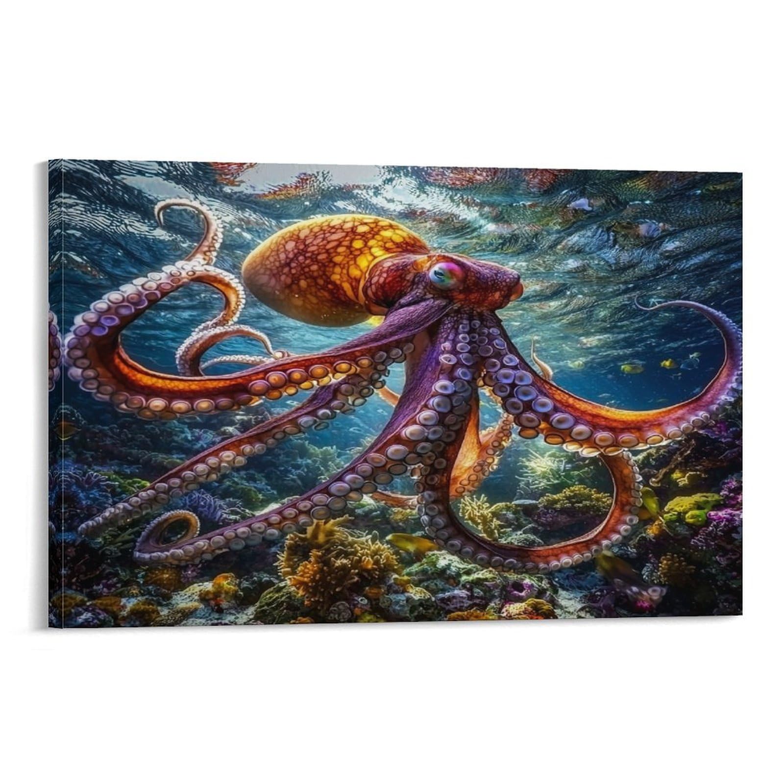 Octopus Murale Décoration Tableau Toile Durable sans Reflet - 6