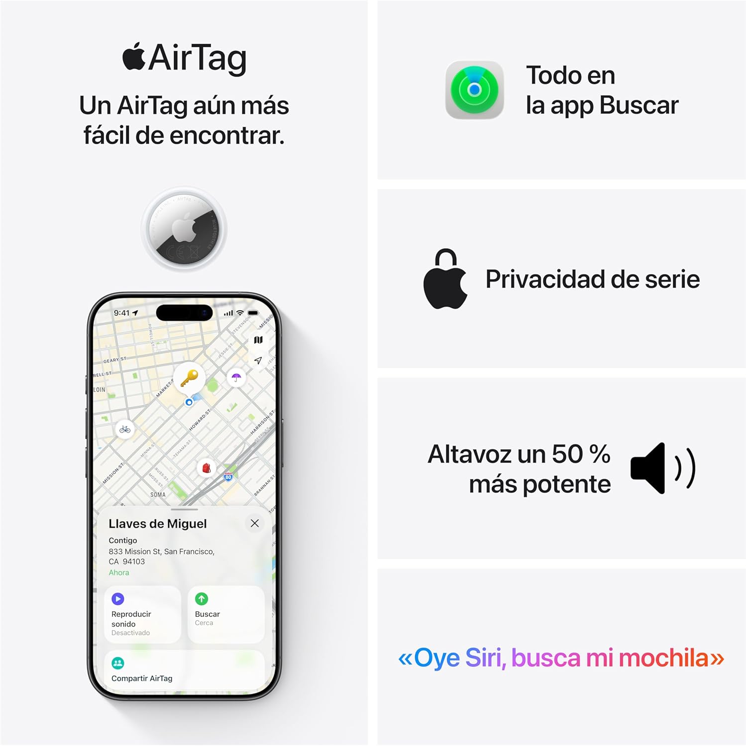 Apple AirTag (2.ª generación): Permite localizar Llaves, Carteras y más; función de localización con Sonido; hasta 1,5 Veces más Alcance en Búsqueda de Precisión 6