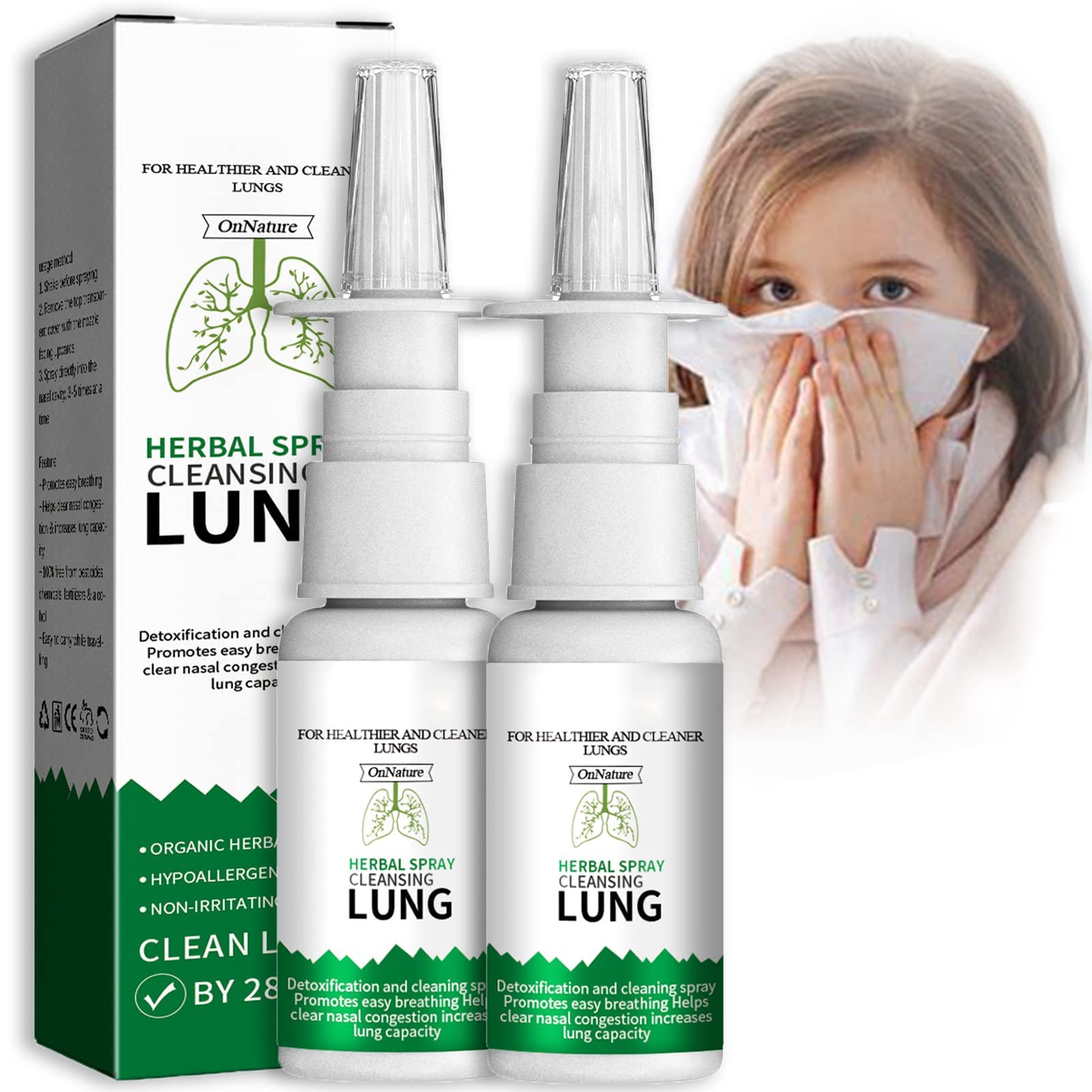 OnNature Organic Herbal Lung Cleanse & Repair Nasal Spray PRO, OnNature Organic Herbal Lung Cleanse and Repair Nasal Spray PRO 20ml (2 PCS)