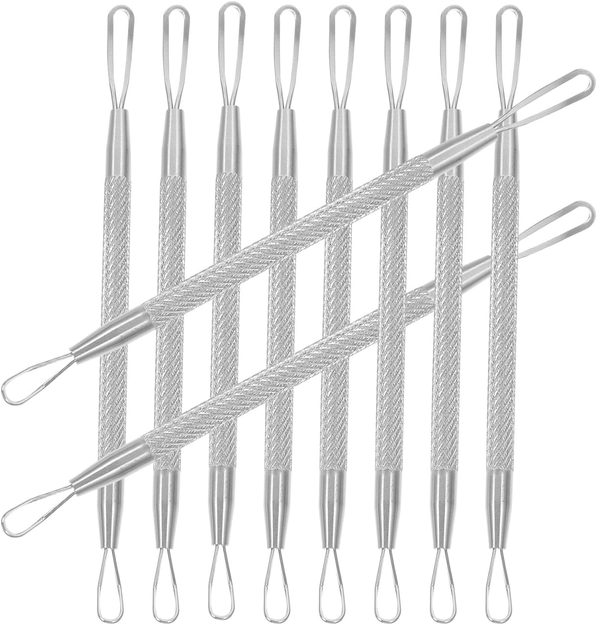 Double-Headed Tool 4.33In Stainless Steel Acne Extraction Kit for Precise Comedone and Whitehead Removal on Face and Nose