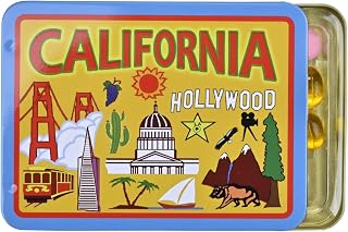 California State Fridge Magnet by Pillzar, Tin Portable Pill Box with 3 Compartments, Vitamin Organizer, Unique Collectible Souvenir Gift, Travel Friendly, 3.5” X 2.6”