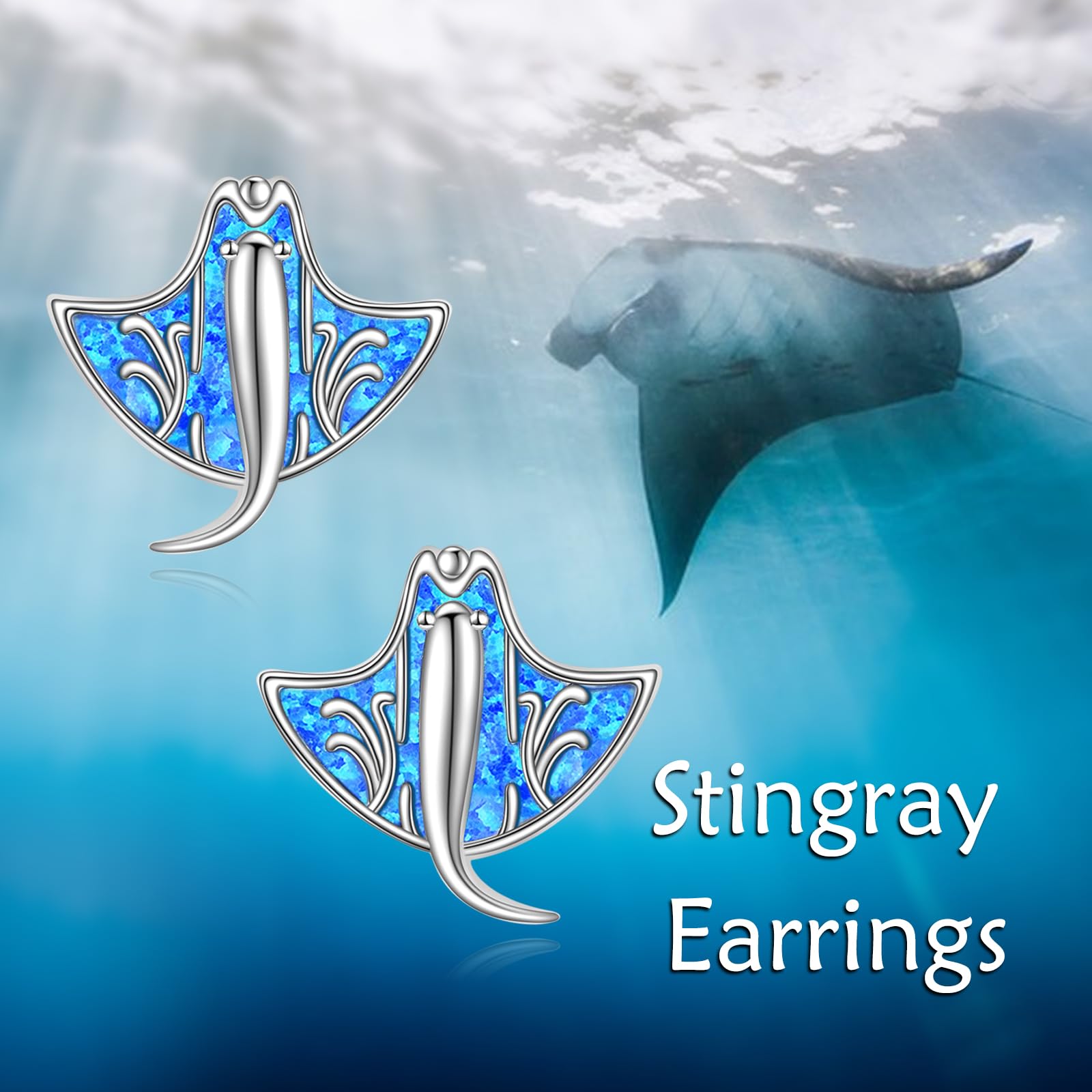 Stachelrochen Ohrstecker 925 Sterling Silber Stachelrochen Stecker Ohrringe Opal Manta Schmuck Für Frauen Ozean Liebhaber Geschenke